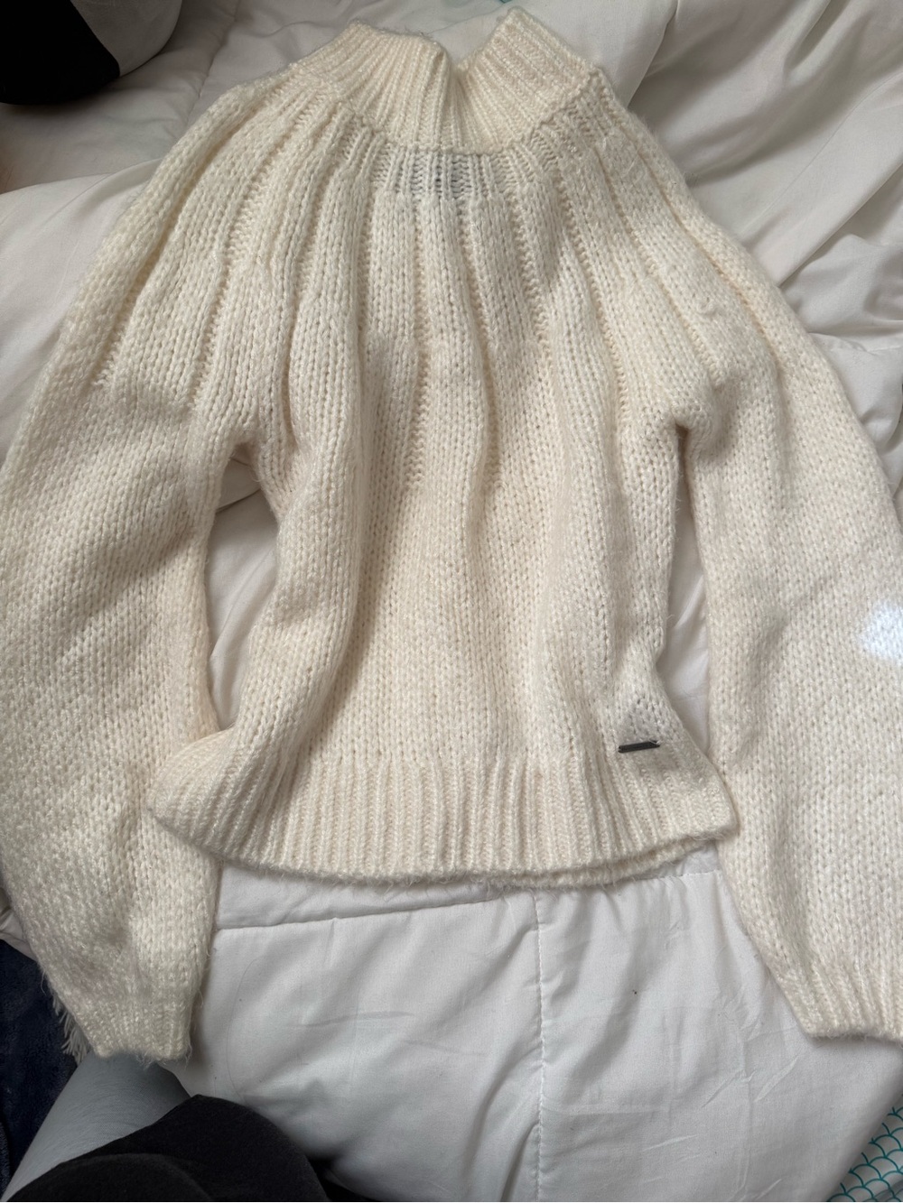 Abercrombie & Fitch Cream Ribbed Turtleneck Sweater